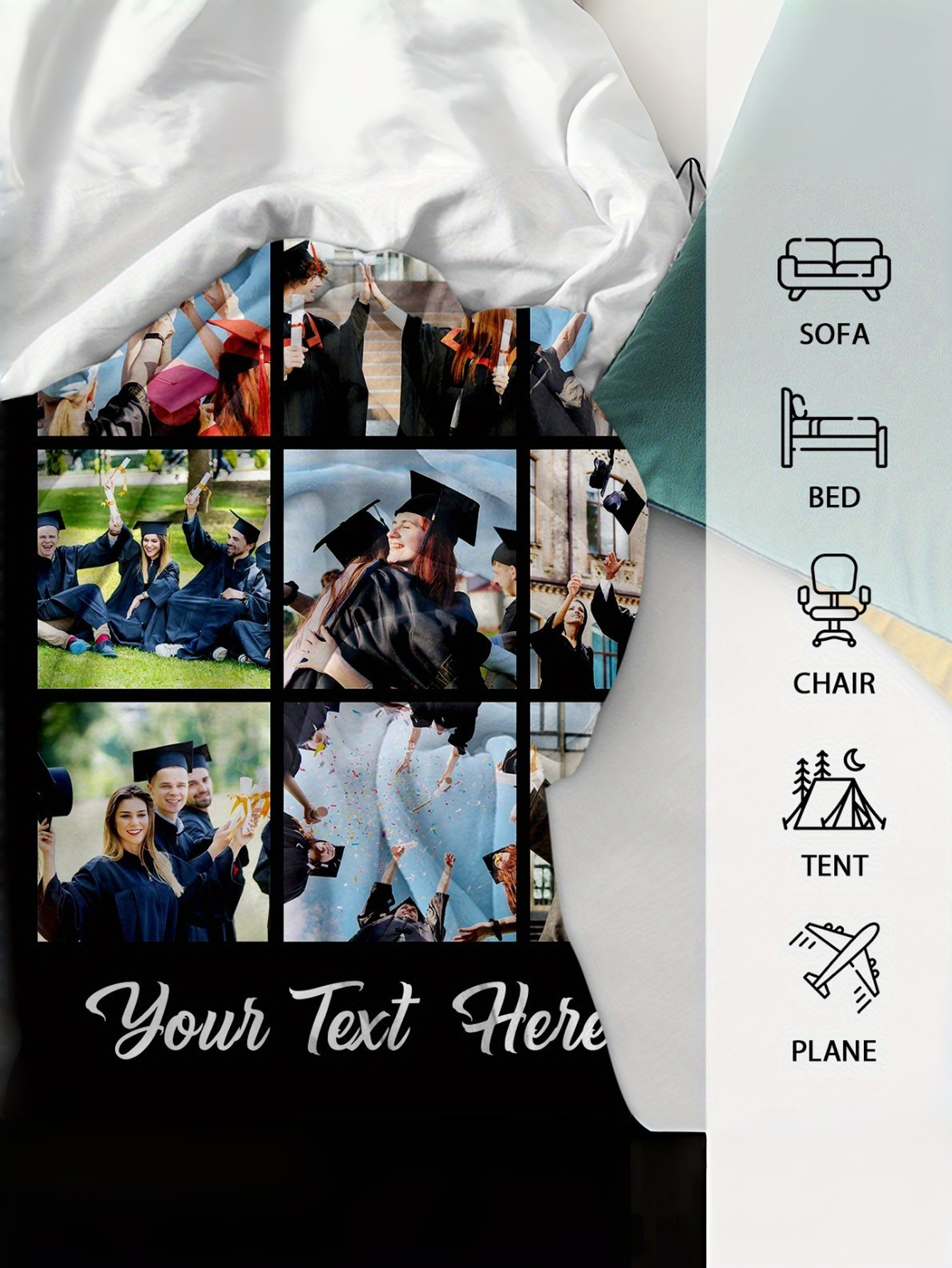 Custom Graduation Photo Flannel Blanket